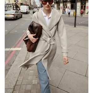 Zara Cream Hooded Trench Coat